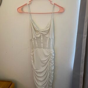 Elegant White Ruched Dress